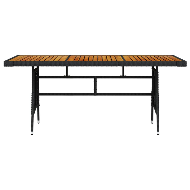 Garden Table Black 160x70x72 cm Poly Rattan & Solid Acacia Wood