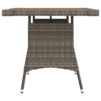 Garden Table Grey 70x70x72 cm Poly Rattan & Solid Acacia Wood