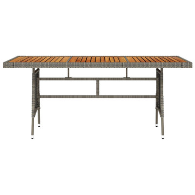 Garden Table Grey 160x70x72 cm Poly Rattan & Solid Acacia Wood