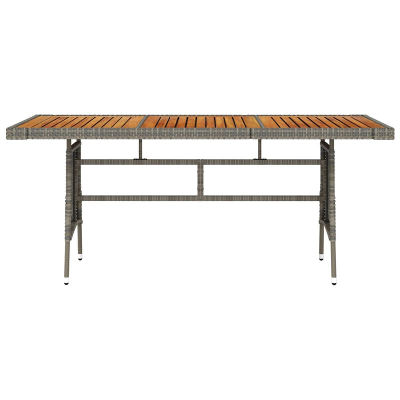 Garden Table Grey 160x70x72 cm Poly Rattan & Solid Acacia Wood