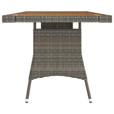 Garden Table Grey 160x70x72 cm Poly Rattan & Solid Acacia Wood