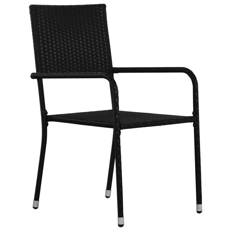 Garden Dining Chairs 4 pcs Stackable Black Poly Rattan