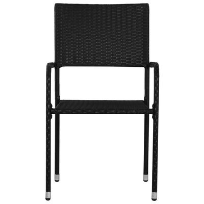 Garden Dining Chairs 4 pcs Stackable Black Poly Rattan