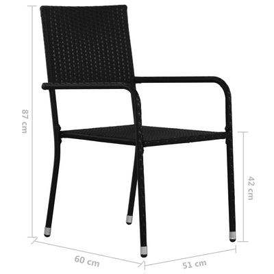 Garden Dining Chairs 4 pcs Stackable Black Poly Rattan