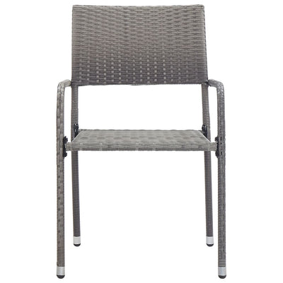 Garden Dining Chairs 4 pcs Stackable Grey Poly Rattan