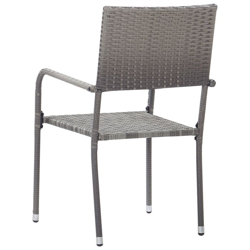 Garden Dining Chairs 4 pcs Stackable Grey Poly Rattan