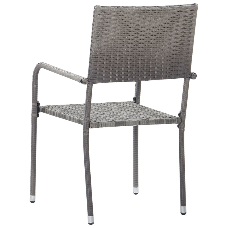 Garden Dining Chairs 6 pcs Stackable Grey Poly Rattan