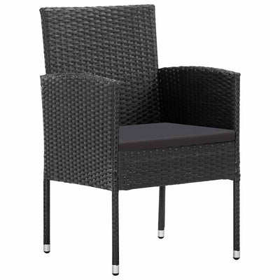 Garden Chairs with Black Cushions 2 pcs Black Poly Rattan