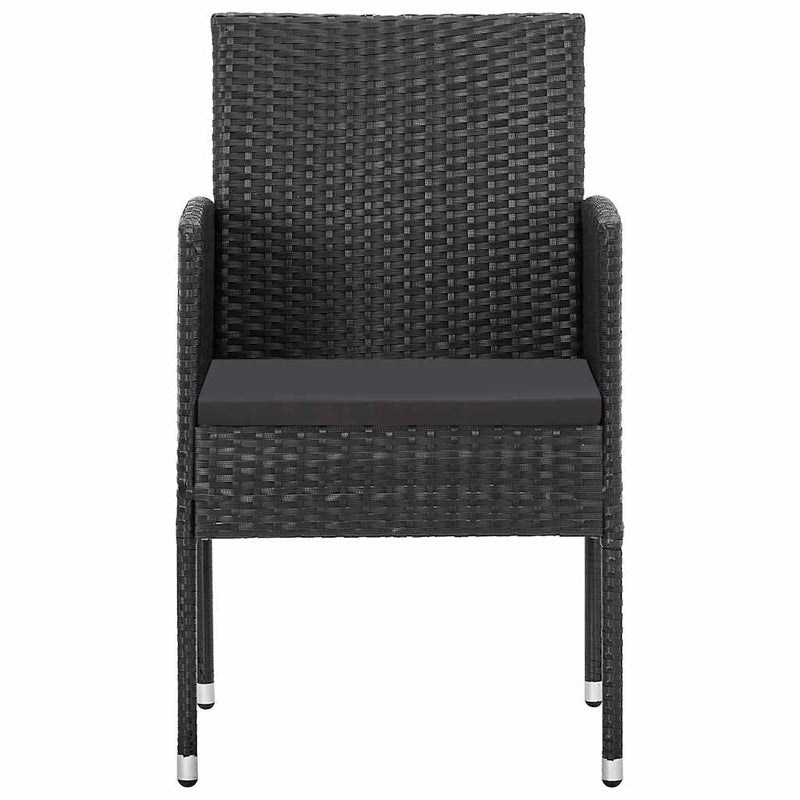 Garden Chairs with Black Cushions 2 pcs Black Poly Rattan