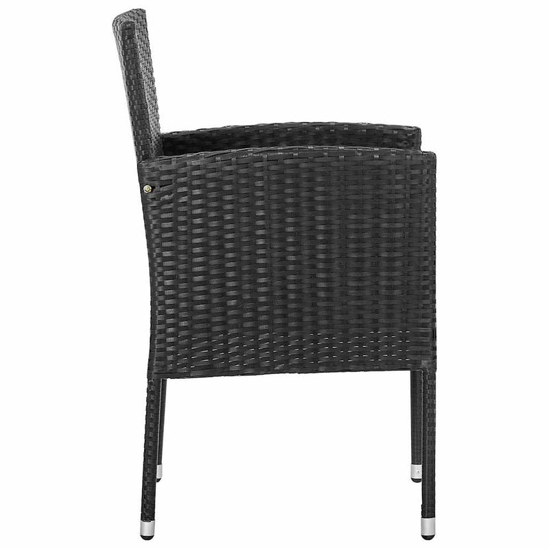 Garden Chairs with Black Cushions 2 pcs Black Poly Rattan