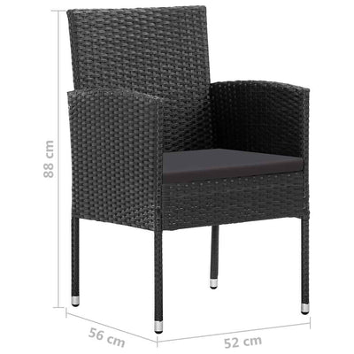 Garden Chairs with Black Cushions 2 pcs Black Poly Rattan