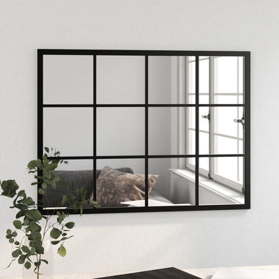 Wall Mirror Black 80x60 cm Metal