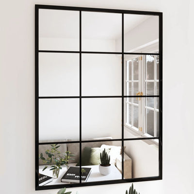 Wall Mirror Black 80x60 cm Metal