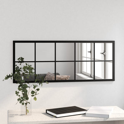 Wall Mirror Black 100x40 cm Metal