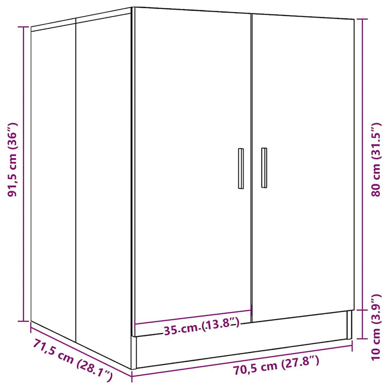 Washing Machine Cabinet Smoked Oak 71x71.5x91.5cm