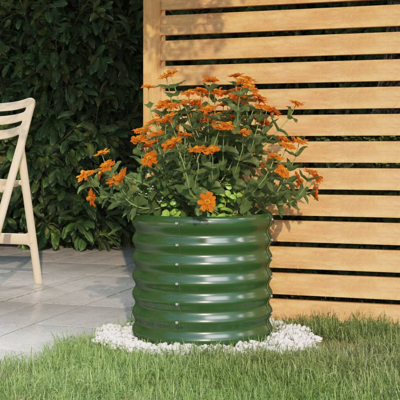 Garden Planter Powder-coated Steel 40x40x36 cm Green