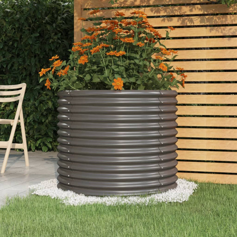 Garden Planter Powder-coated Steel 80x80x68 cm Grey