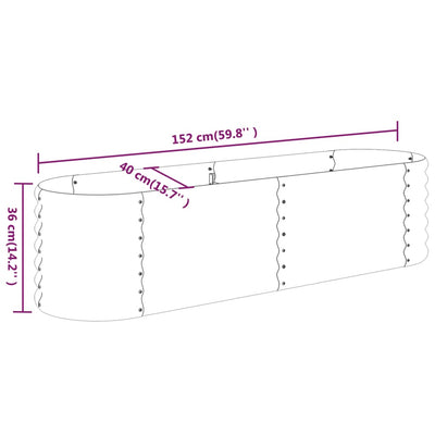 Garden Raised Bed Powder-Coated Steel 152x40x36 cm Grey