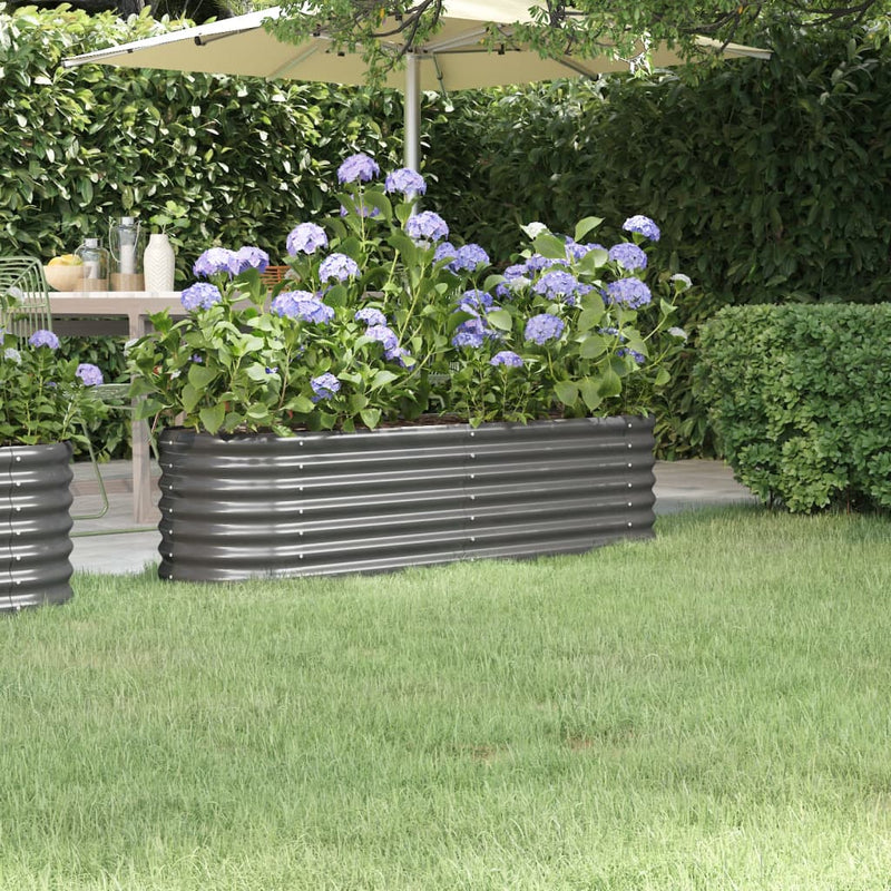 Garden Raised Bed Powder-Coated Steel 152x40x36 cm Grey