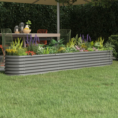 Garden Raised Bed Powder-Coated Steel 260x40x36 cm Grey