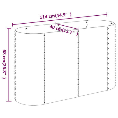 Garden Raised Bed Powder-Coated Steel 114x40x68 cm Grey