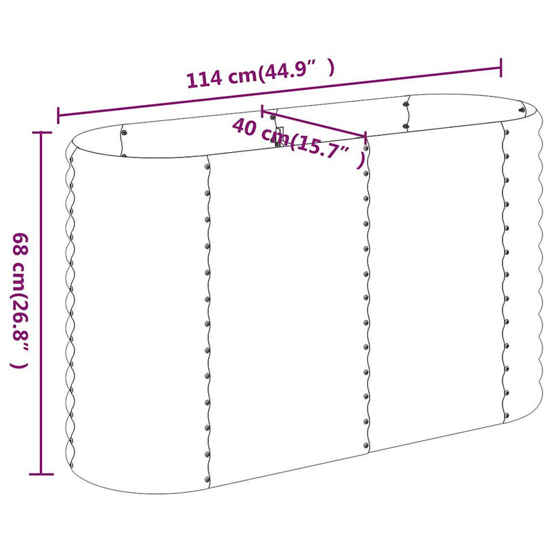 Garden Raised Bed Powder-Coated Steel 114x40x68 cm Grey