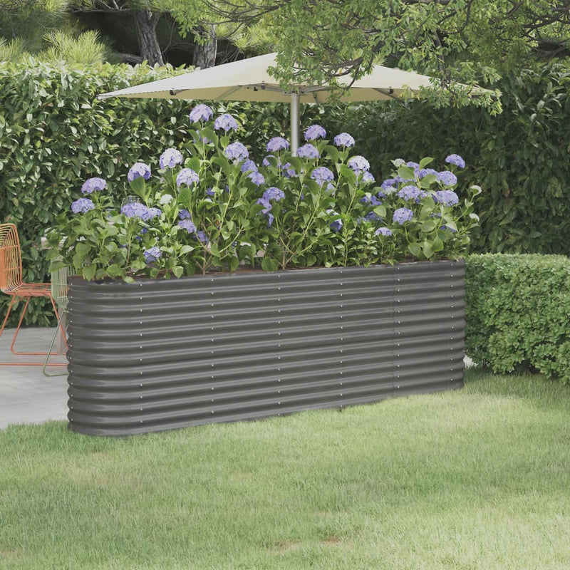 Garden Raised Bed Powder-Coated Steel 224x40x68 cm Grey