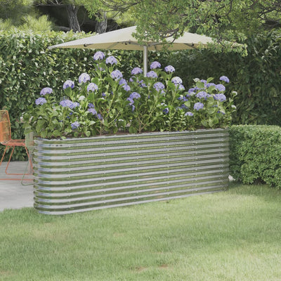 Garden Raised Bed Powder-Coated Steel 224x40x68 cm Silver