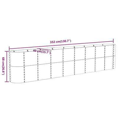 Garden Raised Bed Powder-Coated Steel 332x40x68 cm Grey