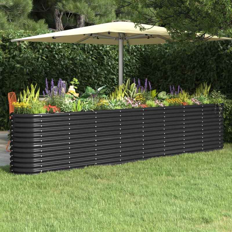 Garden Raised Bed Powder-Coated Steel 332x40x68 cm Anthracite