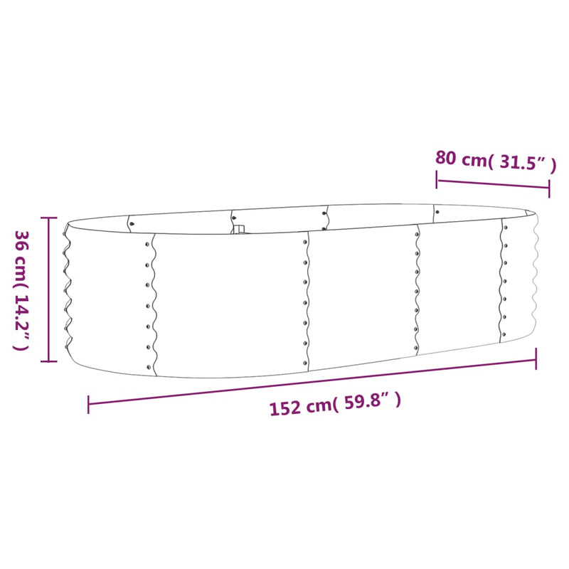 Garden Raised Bed Powder-Coated Steel 152x80x36 cm Silver