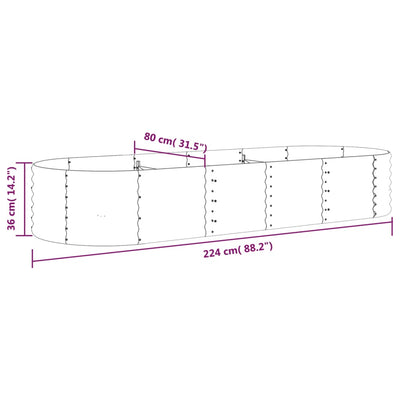 Garden Raised Bed Powder-Coated Steel 224x80x36 cm Grey