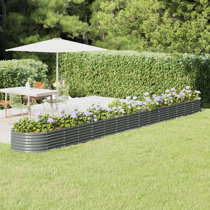 Garden Raised Bed Powder-Coated Steel 620x80x36 cm Grey