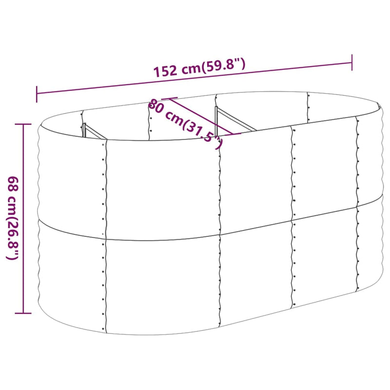 Garden Raised Bed Powder-Coated Steel 152x80x68 cm Anthracite