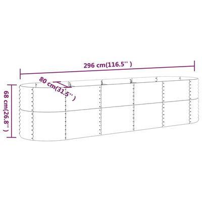 Garden Raised Bed Powder-Coated Steel 296x80x68 cm Grey