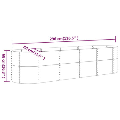 Garden Raised Bed Powder-Coated Steel 296x80x68 cm Silver