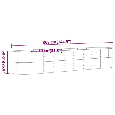 Garden Raised Bed Powder-Coated Steel 368x80x68 cm Grey