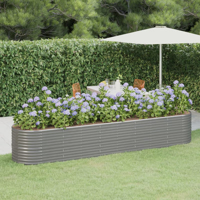 Garden Raised Bed Powder-Coated Steel 368x80x68 cm Grey