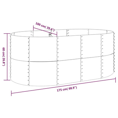 Garden Raised Bed Powder-Coated Steel 175x100x68 cm Grey