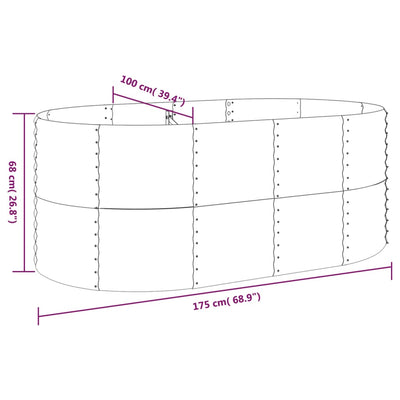 Garden Raised Bed Powder-coated Steel 175x100x68 cm Silver