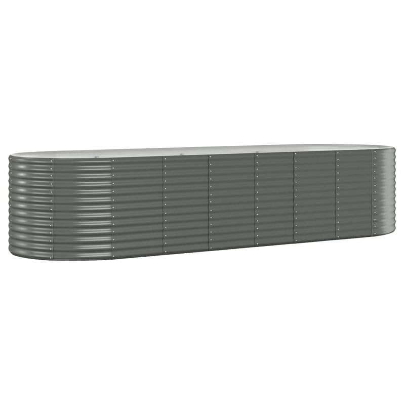 Garden Raised Bed Powder-Coated Steel 322x100x68 cm Grey