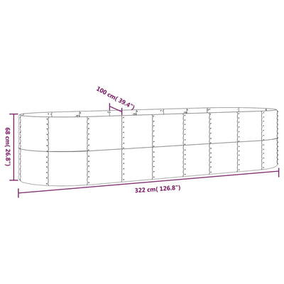 Garden Raised Bed Powder-Coated Steel 322x100x68 cm Grey