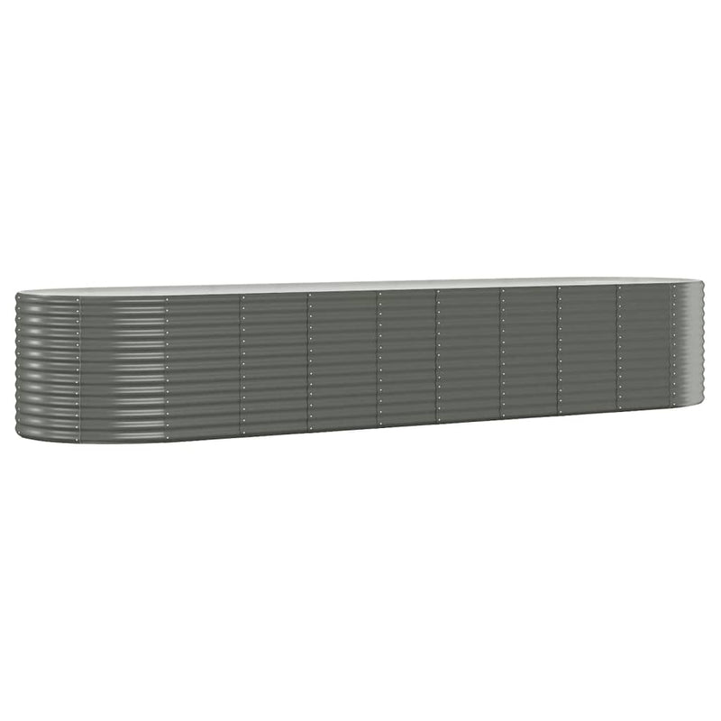 Garden Raised Bed Powder-Coated Steel 396x100x68 cm Grey