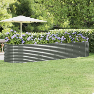 Garden Raised Bed Powder-Coated Steel 396x100x68 cm Grey