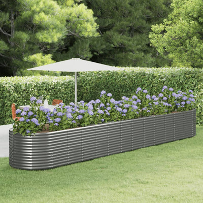 Garden Raised Bed Grey 554x100x68 cm Powder-Coated Steel