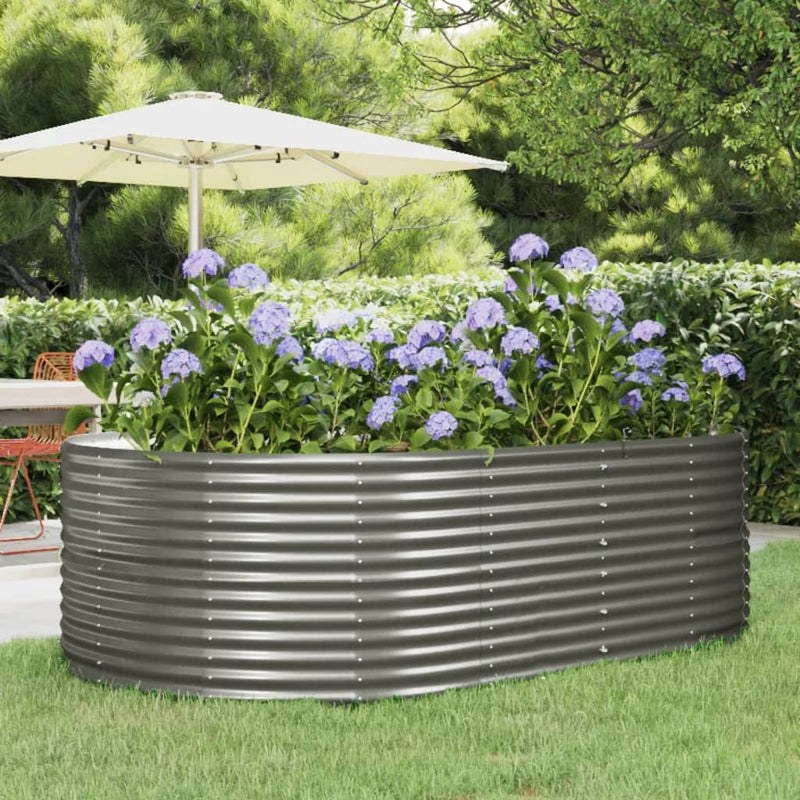 Garden Raised Bed Grey 212x140x68 cm Powder-Coated Steel