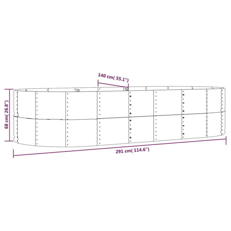 Garden Raised Bed Grey 291x140x68 cm Powder-Coated Steel