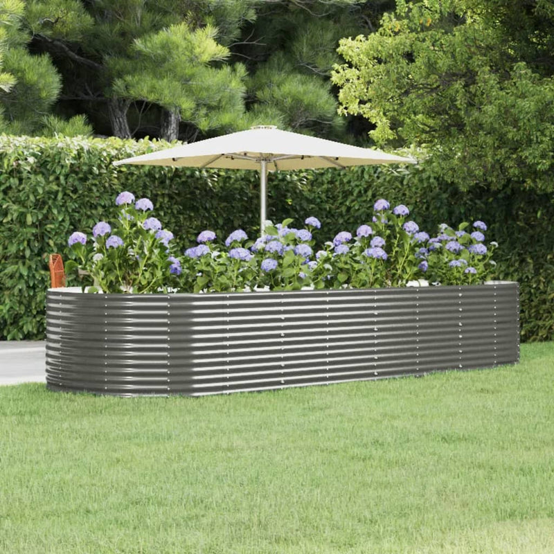 Garden Raised Bed Grey 367x140x68 cm Powder-Coated Steel