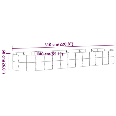 Garden Raised Bed Powder-Coated Steel 510x140x68 cm Grey