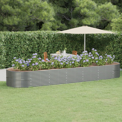 Garden Raised Bed Powder-Coated Steel 510x140x68 cm Grey